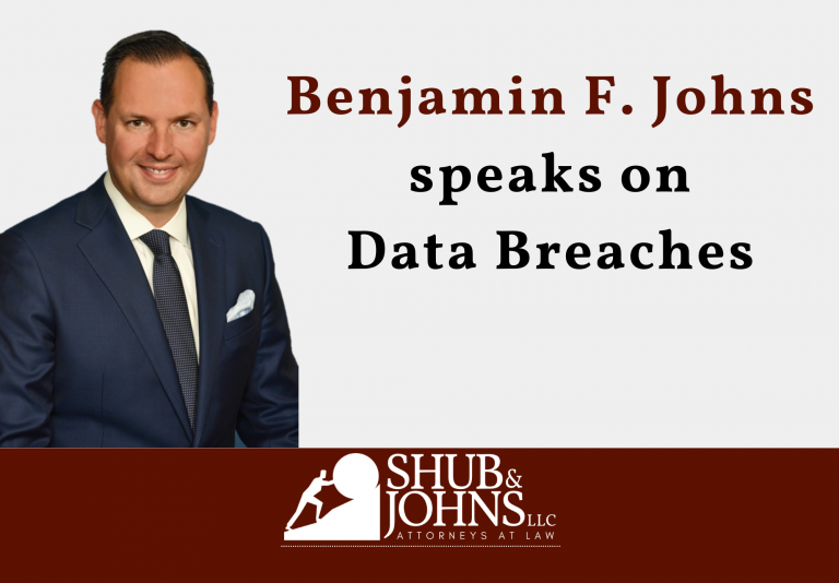 Pictured: Benjamin F. Johns. Text: Benjamin F. Johns speaks on Data Breaches