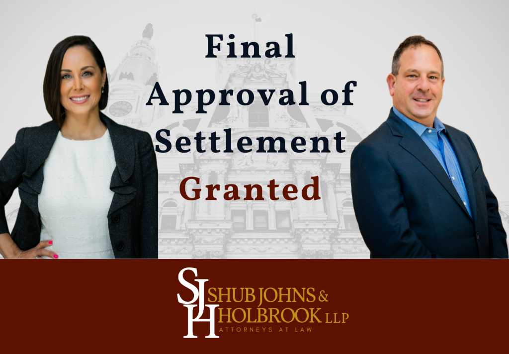 SJH Final Approval Graphic: TEXT: Final Approval of Settlement Granted